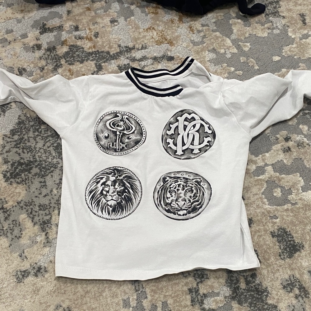 Kids White Graphic Long Sleeve Shirt Roberto cavalli